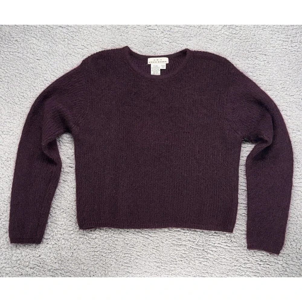 Vintage Eddie Bauer AKA Sweater‎ Womens Small Plum Mohair Blend Crewneck Sweater